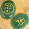 Green Jade Money Switch Word and Zibu Symbol Stone Cabochon